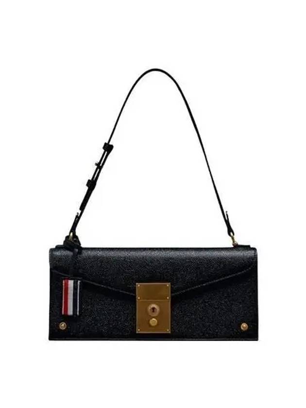 Shoulder Bag Women Pebble Leather Baguette Black - THOM BROWNE - BALAAN 1