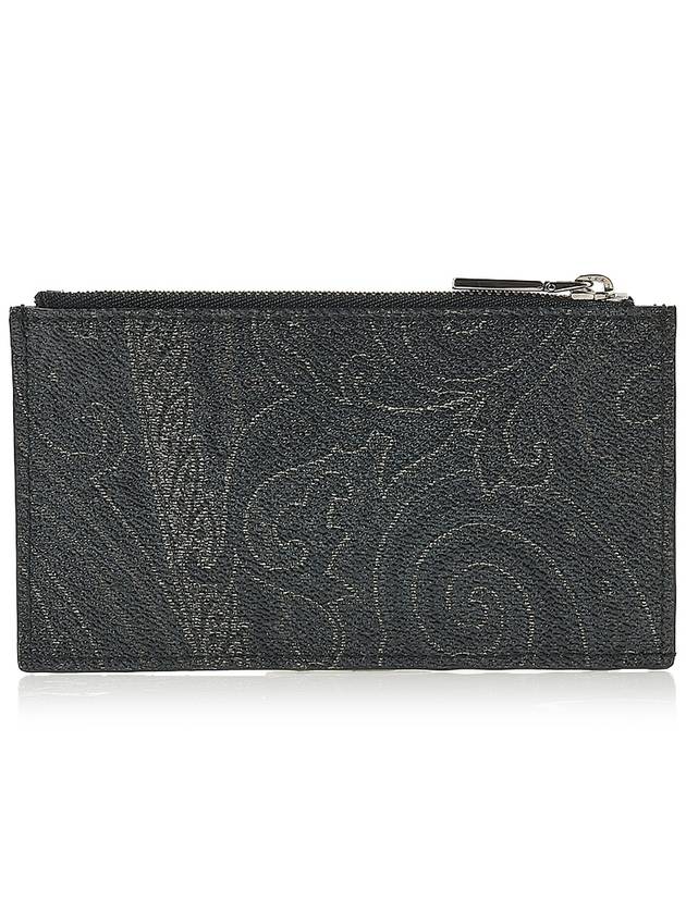 Paisley Zipper Card Wallet Black - ETRO - BALAAN 4