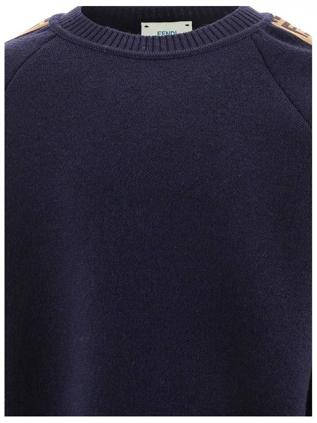 Kids Monogram Crew Neck Knit Top Blue - FENDI - BALAAN 5