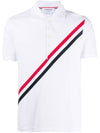 Three Stripes Diagonal Short Sleeve T-Shirt White - THOM BROWNE - BALAAN 2