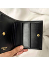 Gold triangle logo Saffiano bifold wallet black - PRADA - BALAAN 6