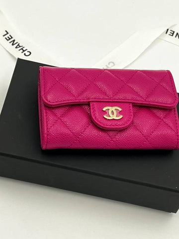 Classic Snap Caviar Card Holder Pink Gold Plated - CHANEL - BALAAN 1