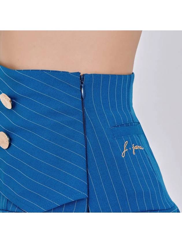 Women s Golf Wear Double Button Stripe Culotte Pants Blue - J JANE - BALAAN 6