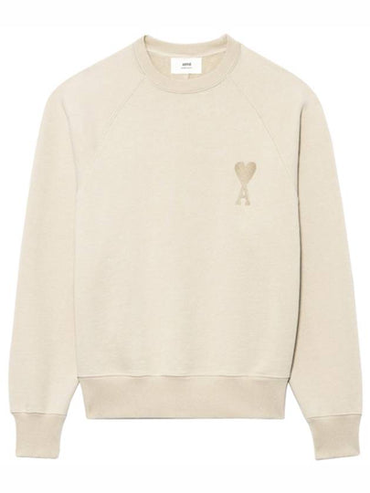 Heart Logo Overfit Sweatshirt Beige - AMI - BALAAN 2