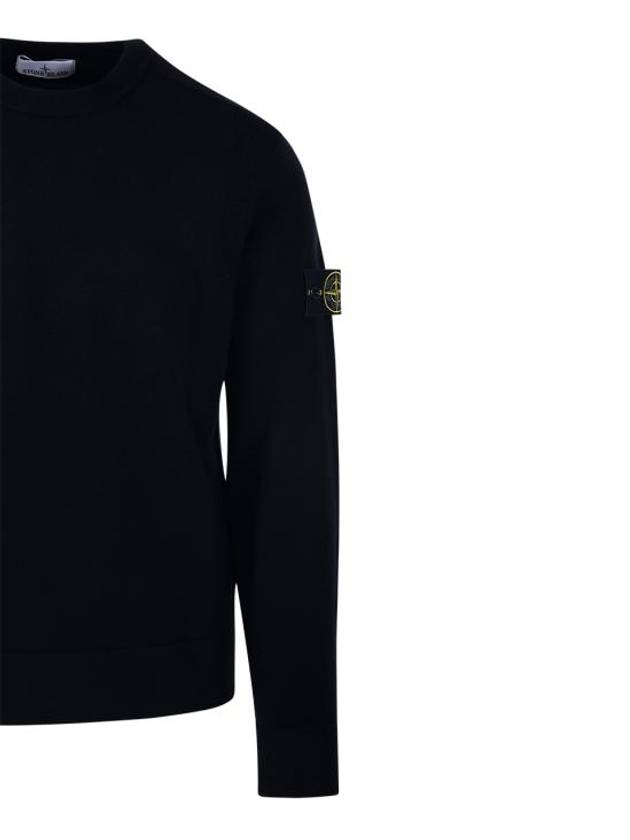 Compass Badge Crewneck Virgin Wool Knit Top Black - STONE ISLAND - BALAAN 5