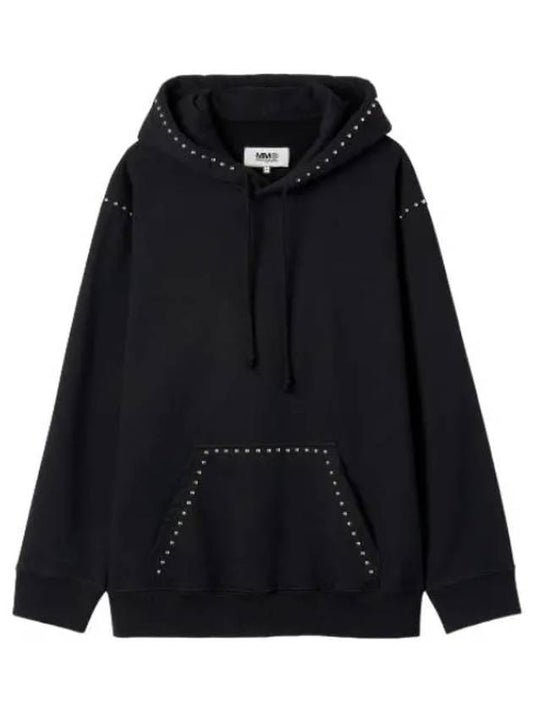 MM6 Studio Hooded Black T shirt Hoodie - MAISON MARGIELA - BALAAN 1