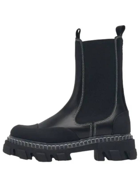 cleated mid chelsea boots black - GANNI - BALAAN 1