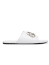 Women's Silver BB Logo Slippers White - BALENCIAGA - BALAAN.