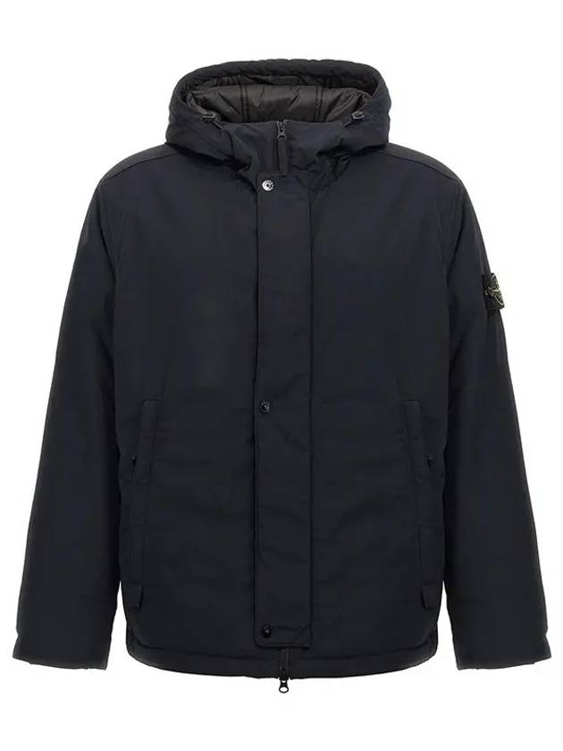 Techno Fabric Hooded Jacket Navy - STONE ISLAND - BALAAN 2