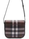 Check Print Leather Messenger Bag Dark Birch Brown - BURBERRY - BALAAN 5