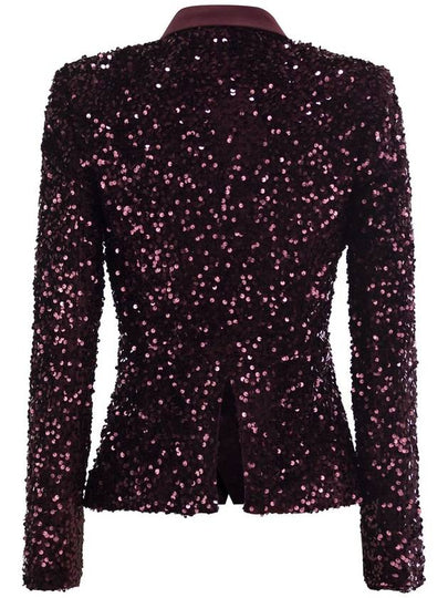 Double-breasted jacket in chenille embroidered with sequins - ELISABETTA FRANCHI - BALAAN 2