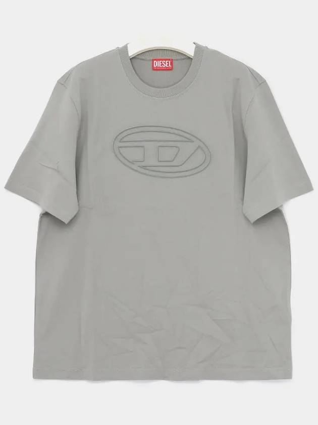 Embossed Oval D Short Sleeve T-Shirt Light Grey - DIESEL - BALAAN 3