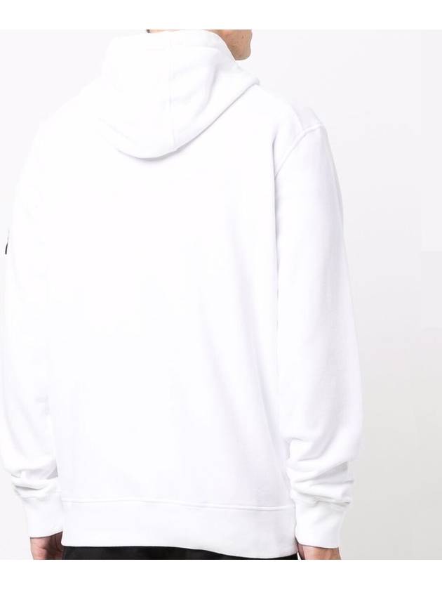 Wappen Patch Brushed Cotton Fleece Hoodie White - STONE ISLAND - BALAAN 4