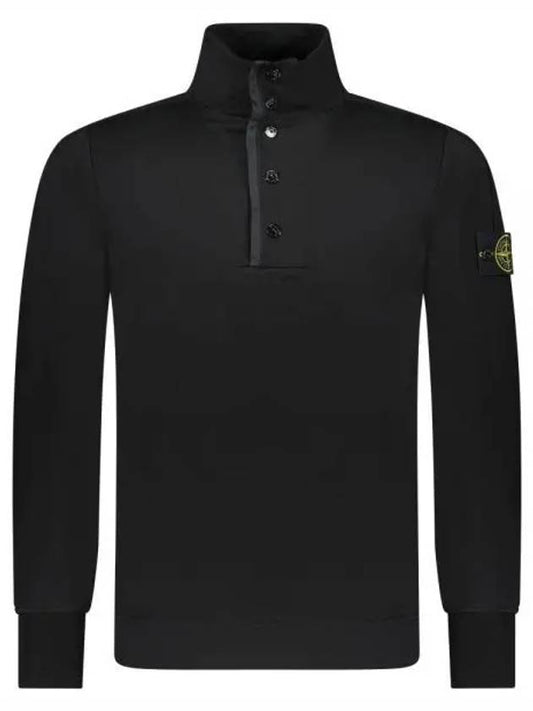 Compass Patch Cotton Fleece Polo Knit Top Black - STONE ISLAND - BALAAN 2