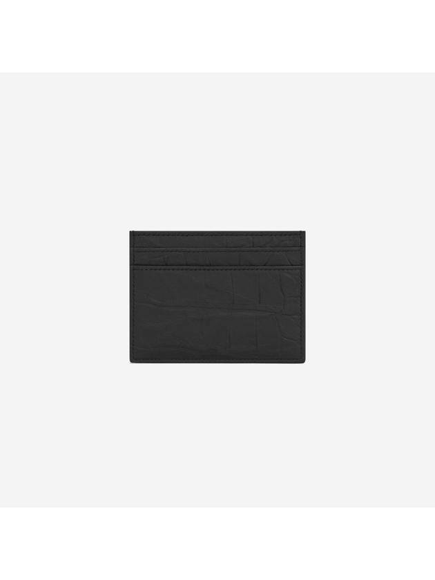 Monogram Crocodile Leather Card Wallet Black - SAINT LAURENT - BALAAN 3