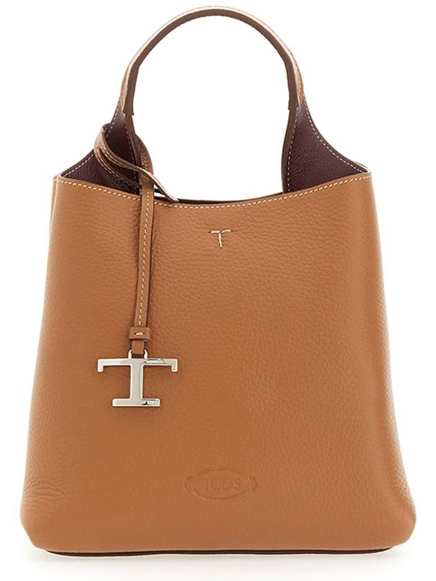 Logo Mini Leather Tote Bag Brown - TOD'S - BALAAN 2