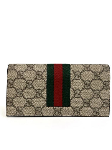 GG Supreme Web Long Wallet Beige Ebony 779872 - GUCCI - BALAAN 1