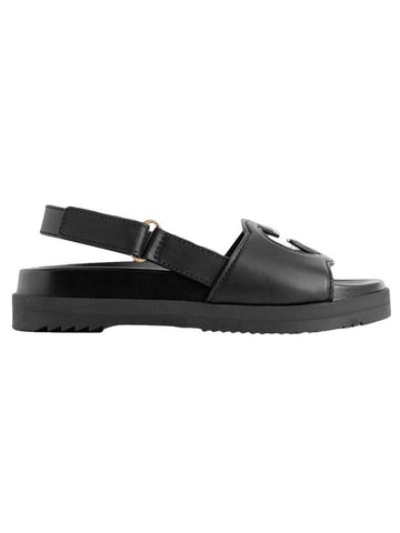 Interlocking G Leather Sandals Black - GUCCI - BALAAN 1