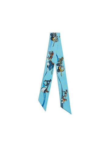 Space Derby Twilly Scarf Blue - HERMES - BALAAN 1