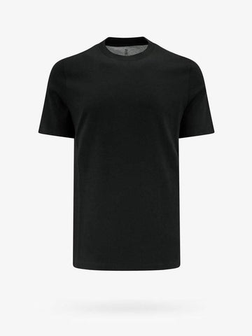 Crew Neck Short Sleeve T-Shirt Black - BRUNELLO CUCINELLI - BALAAN 1