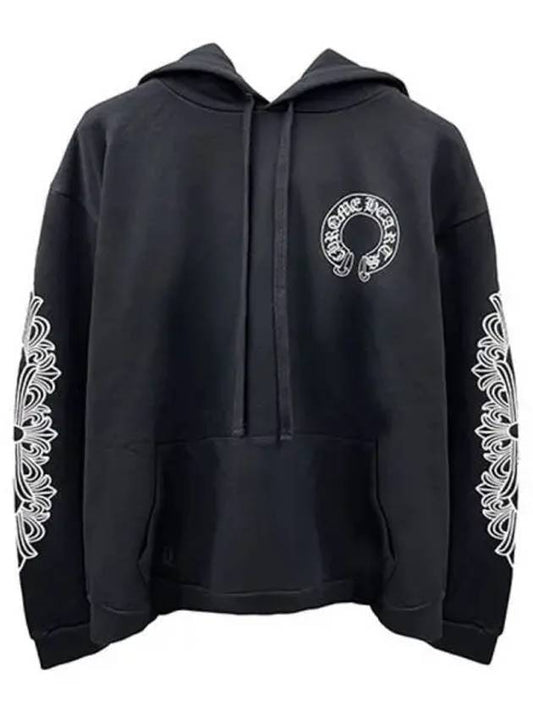 Horseshoe Floral Hooded T shirt Black Men s 271559 - CHROME HEARTS - BALAAN 1