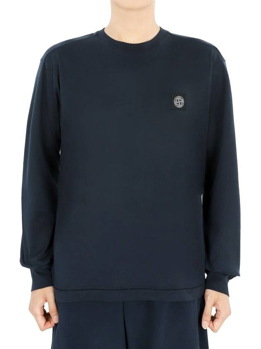 Chest Patch Long Sleeve T-Shirt Blue - STONE ISLAND - BALAAN 2