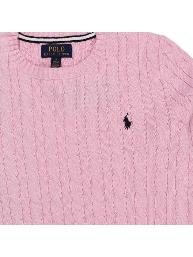 Kids Pony Embroidery Cable Knit Pink 702674 018 - POLO RALPH LAUREN - BALAAN 4