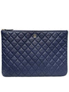 Women s A82552 Cavier Skin Classic Navy Leather Gold Plated COCO Logo Large Clutch - CHANEL - BALAAN 1