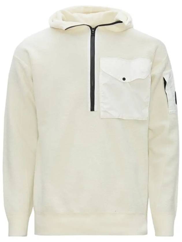 Wool Knit Half Zip Up Hood Ivory - CP COMPANY - BALAAN.