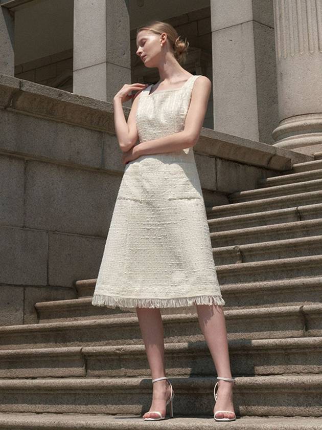 Monika Tweed Dress Ivory - AME - BALAAN 1