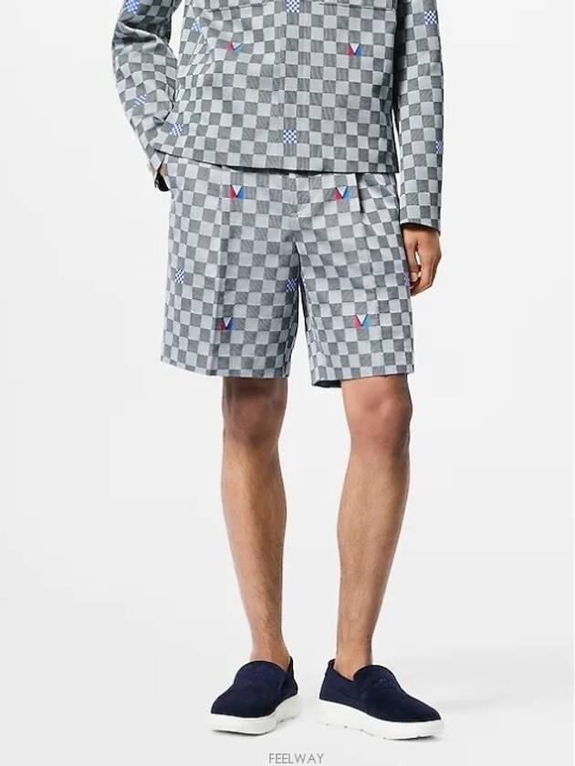 1AFVT7 Damier cotton tailored shorts - LOUIS VUITTON - BALAAN 4