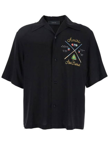 'Pool Cue' Black Shirt With Maxi Print On The Back In Viscose Man - AMIRI - BALAAN 1