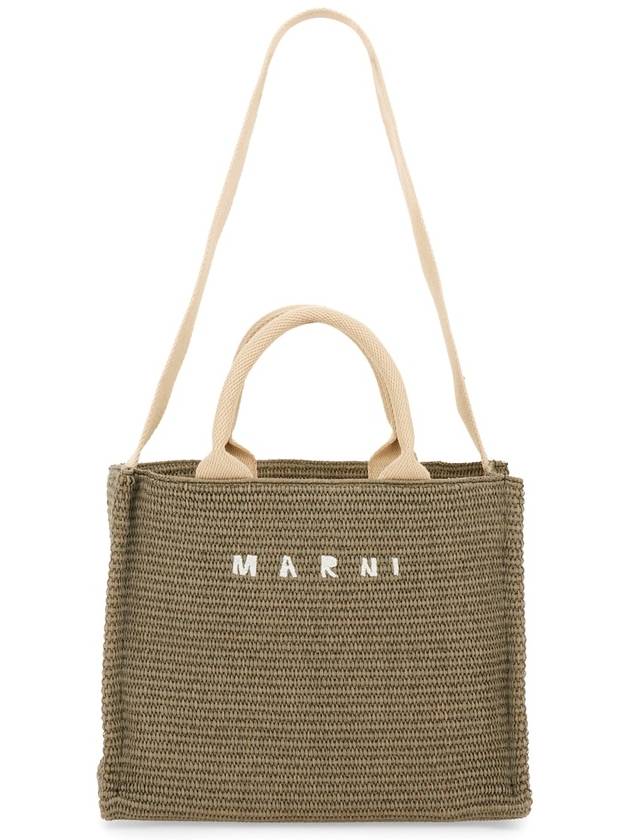 RAFFIA EFFECT FABRIC SMALL TOTE BAG - MARNI - BALAAN 3