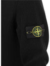 Wappen Patch Crew Neck Ribbed Wool Knit Top Black - STONE ISLAND - BALAAN 4