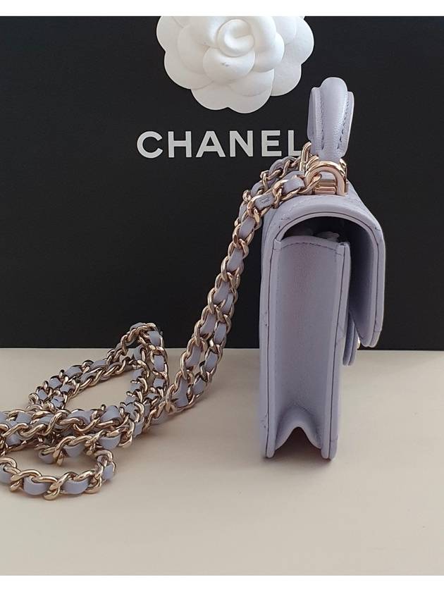 Vanity Bag Top Handle Chain Flap Card Wallet Light Purple Champagne Gold Cosmetic Case Cross Mini AP2200 - CHANEL - BALAAN 5