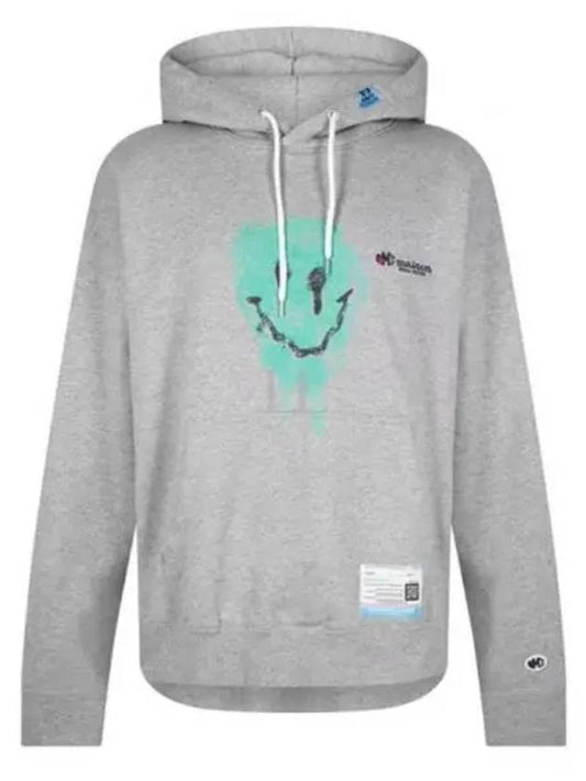 A11HD711 Gray Smiley Face Print Hoodie - MIHARA YASUHIRO - BALAAN 1