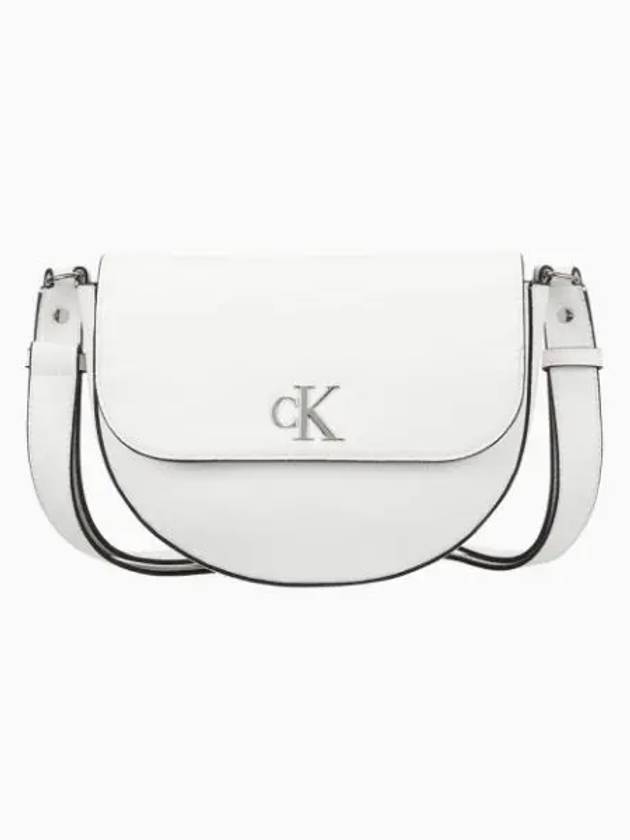 JEANS Women s White CKJ Minimal Monogram Saddle Bag DH3439 114 - CALVIN KLEIN - BALAAN 2