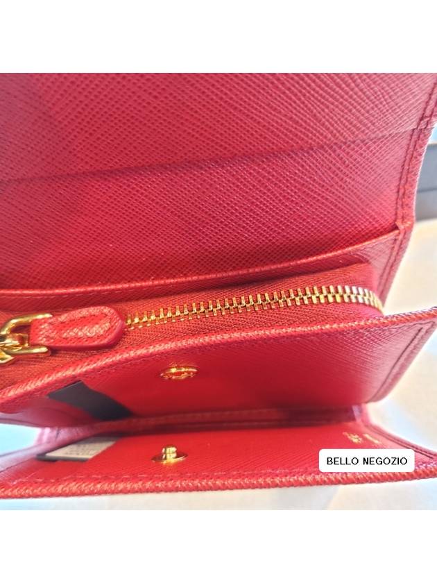 Saffiano Metal Logo Half Wallet Red - PRADA - BALAAN 6