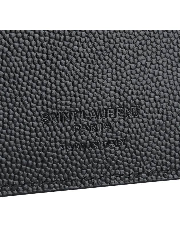 Textured Classic Leather Money Clip Half Wallet Black - SAINT LAURENT - BALAAN 7