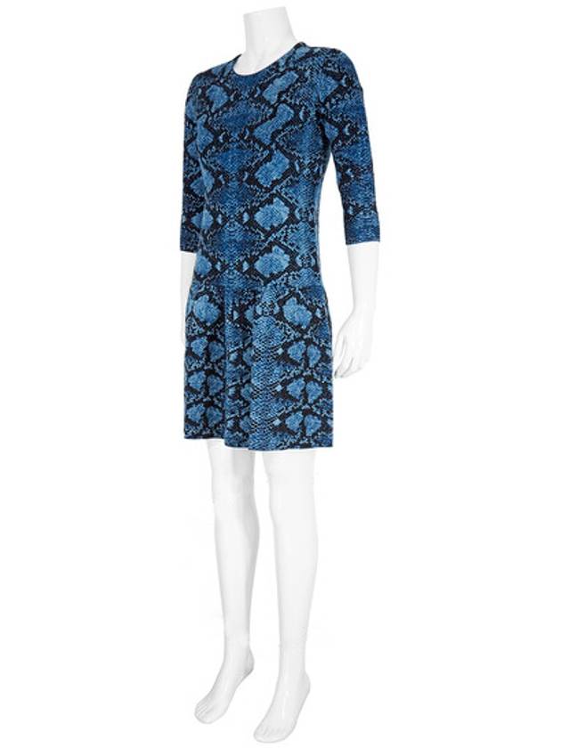 Livermerge snakeprint mineral blue wool dress - BURBERRY - BALAAN 2