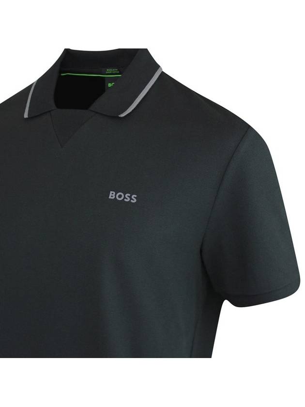 Logo Print Cotton Polo Shirt Black - HUGO BOSS - BALAAN 3