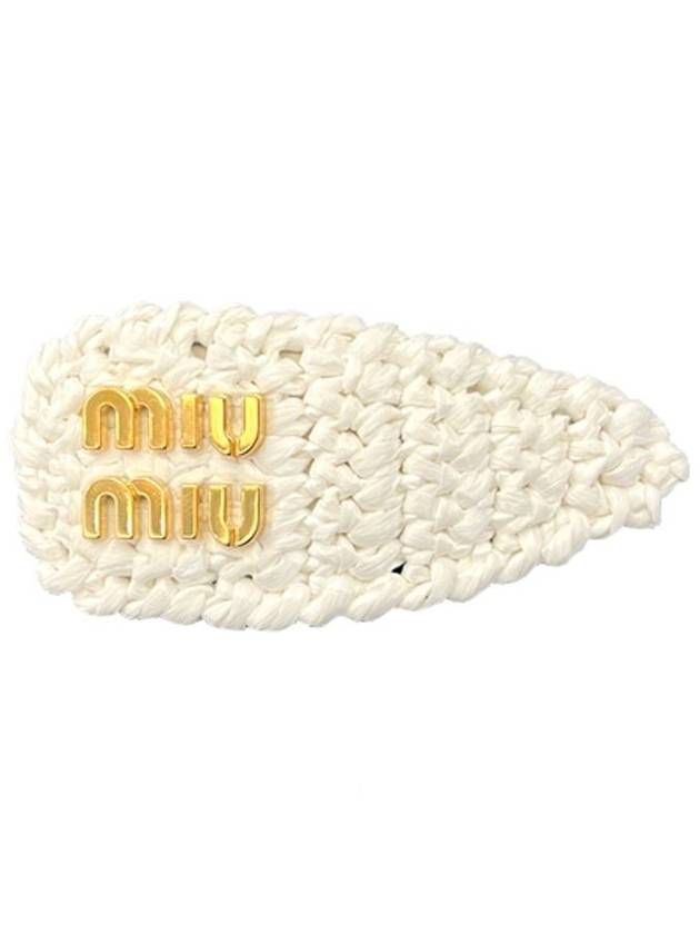 Woven Fabric Hair Clip White - MIU MIU - BALAAN 3