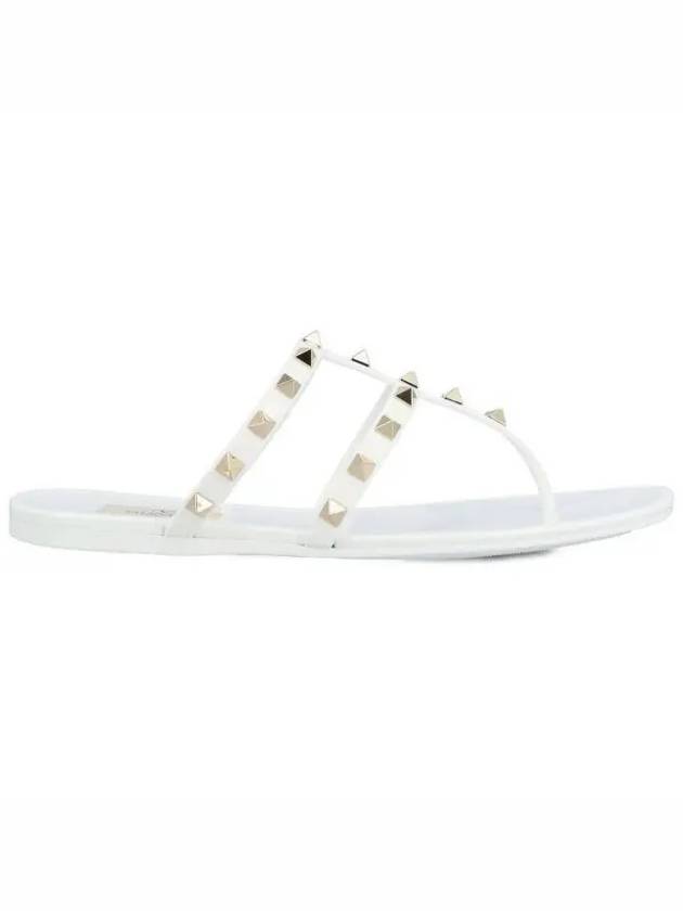 Rockstud Rubber Slippers White - VALENTINO - BALAAN 2