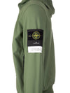 Garment Dyed Cotton Fleece Badge Hoodie Green - STONE ISLAND - BALAAN 3