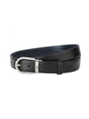 Horseshoe silver buckle double sided leather belt black blue - MONTBLANC - BALAAN 1