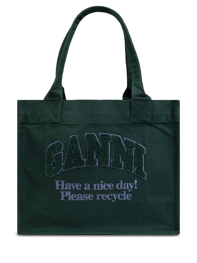 Logo Tote Bag Shoulder Green Women s - GANNI - BALAAN 1