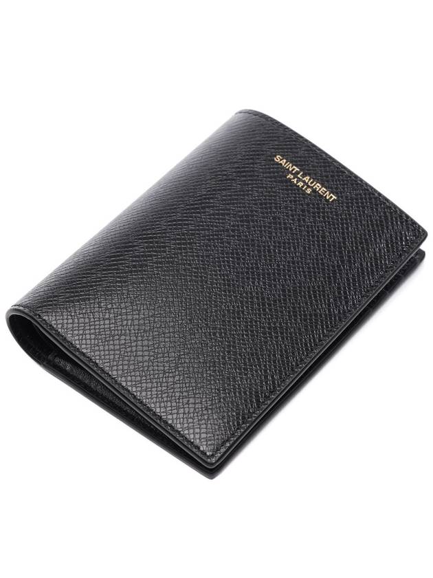 Paris Credit Coated Leather Card Wallet Black - SAINT LAURENT - BALAAN 6