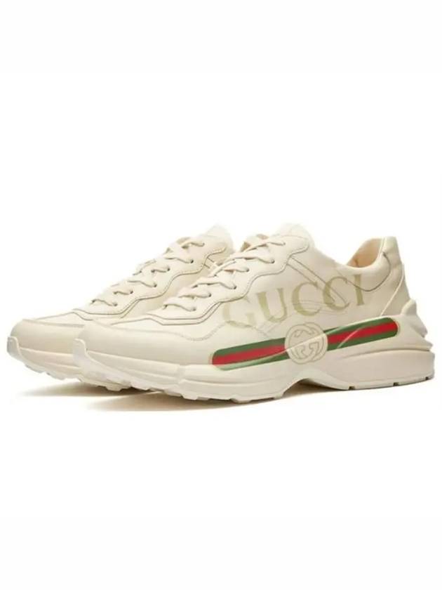 Rhyton Leather Sneakers Logo Ivory - GUCCI - BALAAN 2