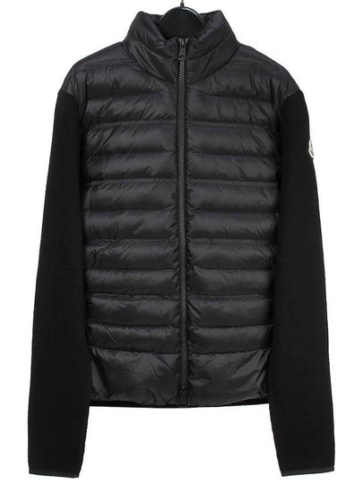 Tricot Knit Wool Padded Cardigan Black - MONCLER - BALAAN 2