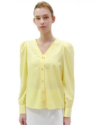 Puff V neck yellow blousePuff V neck Yellow BL - DAMAGE MNEMONIC - BALAAN 1